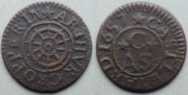 Castle Yard (Holborn), Arthur Cropper 1657 farthing Castle Yard (Holborn), Arthur Cropper 1657 farthing